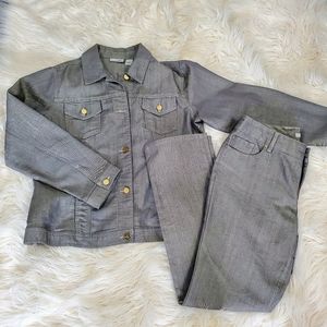 Chicos platinum 2 pc jean jacket and pants